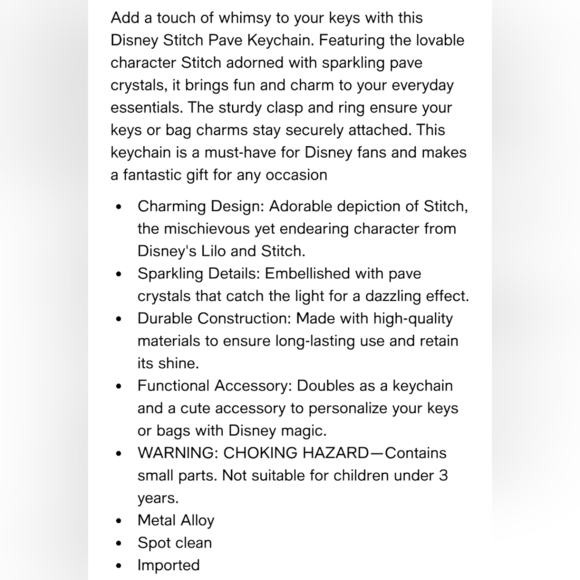 🔹️ Disney🔹️ Stitch Pave 3D Bling Keychain - Bag Charm Key accessory🔹️💙 - Picture 7 of 7